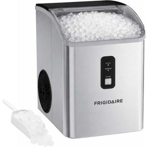 Frigidaire Countertop Crunchy Chewable Nugget Ice Maker, Compact, 33lbs per Day, Metallic Finish
