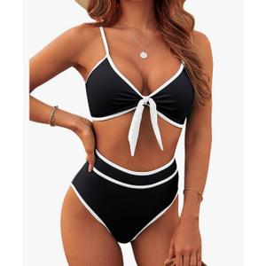 Blooming Jelly Womens High Waisted Bikini Set Tie Knot High Rise Two Piece Swimsuits Bathing Suits XL
