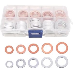 Mandark Car Oil Drain Plug Crush Washer Assortment, 10mm 12mm 14mm 16mm 18mm Auto Engine Fuel Pan Sealing Gasket Kit, Vehicle Oil Plug Seal Replacement Set Accessories, Universal Fit (100PCS)