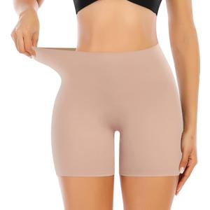 Seamless Slip Shorts for Women Under Dress Shaping Boyshorts Panties Tummy Control Shapewear (Beige, XXL)