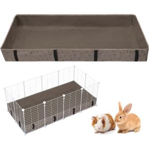 Funfurry Waterproof Guinea Pig Cage Liner,Washable Tarp Bottom Base,Cage Liners for Small Animals,Hamster Chinchilla Hedgehog Ferret Rabbit. (Tan Brown-Paw, 28" X 56")