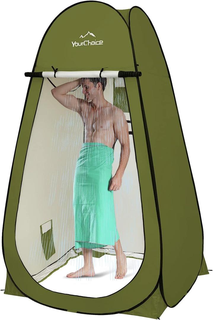 Your Choice XL Pop Up Privacy Shower Tent - Portable Changing Tent for Camping, Beach & Poolside - 82.6" Tall Double Storage Pockets & Carry Bag (Green)