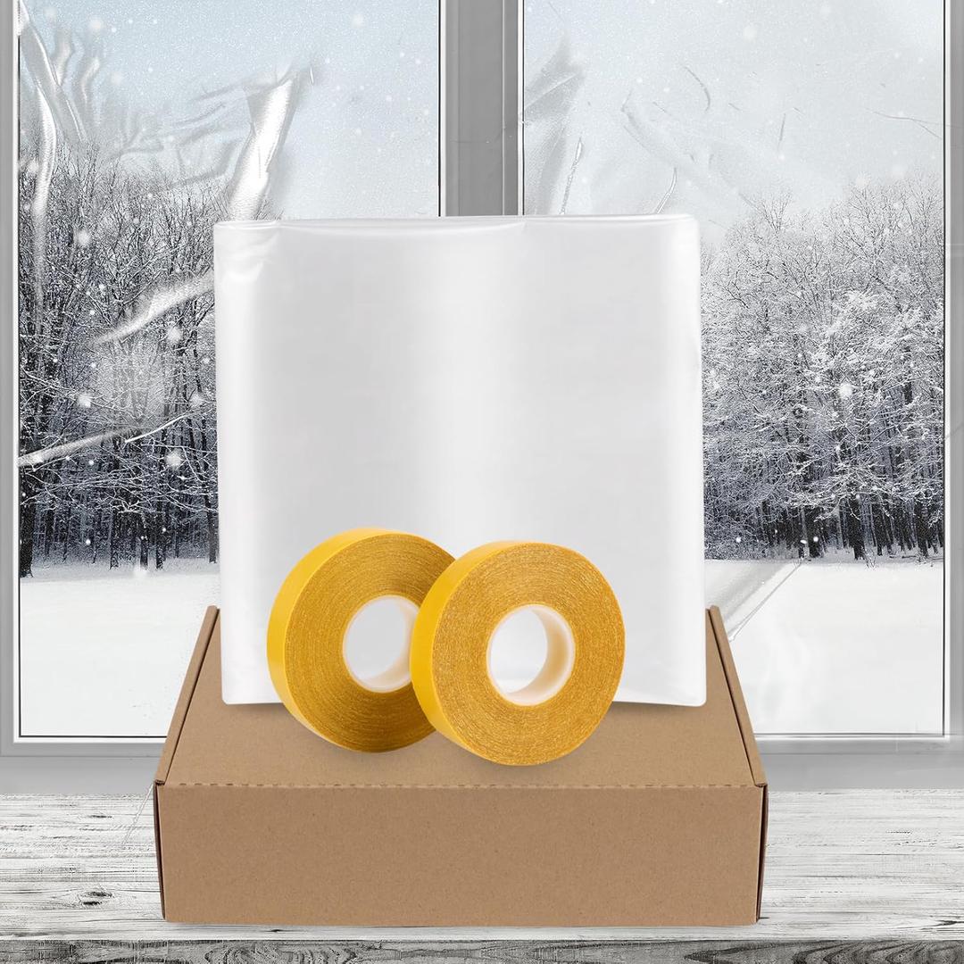 Window Insulation Thermal Shrink Film Kit 42 in x 62 in Heavy-Duty POF Blocks Drafts & Saves Energy Easy DIY Install & Remove No Residue Fits Home Office RV Windows 5 Pack