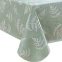 LIBERECOO 60" Square Vinyl Tablecloth with Flannel Backing, Stain-Resistant Tablecloths Waterproof Oil-Proof Wipeable Table Cover for Indoor/Outdoor Picnic, BBQ (Mint Leaves)