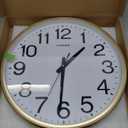 Wall Clock, 16 Inch Large Dial Non-Ticking Silent Battery Operated Quality Analog, Ultra-Quiet Movement Quartz, Timeless Stylish Clock, Ideal Modern Home, Office Dcor (Gold)