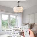 42" Silver Retractable Ceiling Fan with Light, Boho Fandelier Ceiling Fans Remote Control, Caged Chandelier with Fans for Living Room, Bedroom, Dining Room
