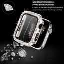 Magnetic Band for Women Compatible with Apple Watch Band 38mm 40mm 41mm 42mm 44mm 45mm 46mm Milanese Stainless Steel Loop with Bling Protective Case, Dressy Metal Strap Replacement iWatch Band (Starlight)