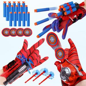 3 Sets Spider Web Shooters, Spider Web Plastic Launcher Glove with Wrist Toy Set, Superhero Toys, Safe Outdoor Action Toys All Saints'Day Christmas Birthday Party for Boys and Girls (3 Sets)