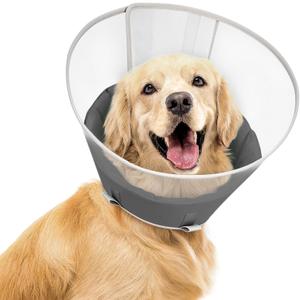 Supet Upgraded Dog Cone with Soft Liner, 20% Lighter Plastic Elizabeth Collar After Surgery to Stop Licking, for Spay Neuter Skin Problems Recovery, for Small Medium Active Large Dogs(Matte Black,XL)