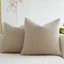 JOJUSIS Pack of 2 Textured Boucle Throw Pillow Covers Accent Solid Pillowcovers Home Decor 20 x 20 Inch Khaki