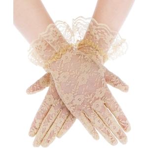 SATINIOR Ladies Lace Gloves for Women Tea Party Elegant Short Courtesy Gloves for Wedding Dinner Opera Parties