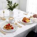 WDF Partyware 350Piece Gold Dinnerware Set for 50 Guests - Gold Plastic Plates with Disposable Cutlery - 50Dinner Plates-50Dessert Plates-50Pre Rolled Napkins with Silverware for Wedding/Mother's Day