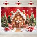 Mocsicka Christmas Backdrop Gingerbread House Christmas Photo Backdrop Gingerbread Xmas Party Decoration Holiday Photo Booth Props (8x6ft)