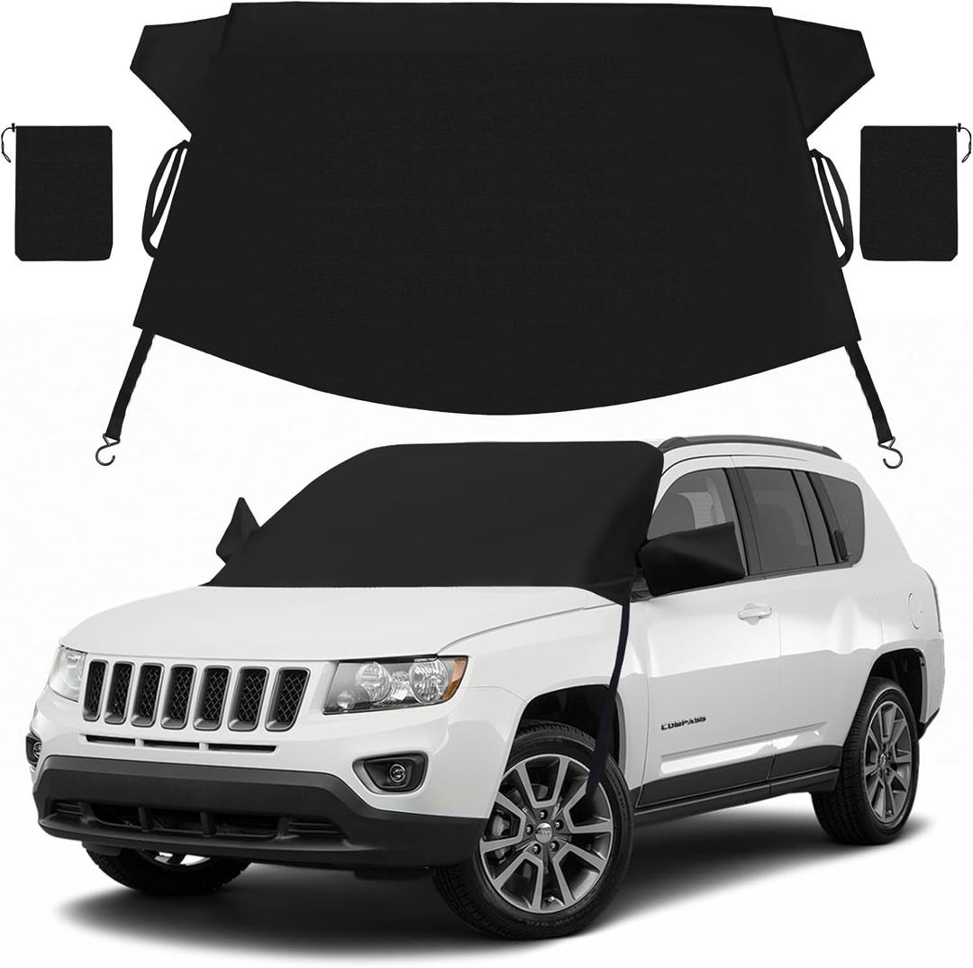Windshield Cover for Ice and Snow | Durable 600D Oxford Fabric Frost Windshield Cover for Car, SUV, Van, Trucks Car | Window Covers with Side Mirror Cover | Winter Waterproof Protects Cover74x43in)