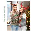 2 x Christmas Deer Antlers Headband With Bow, Reindeer Antlers Hair Accessories for Women, Christmas Cosplay Costume Party