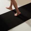 TYUU Black Bathroom Runner Rugs, Long Bath Mat Runner Washable Thin Quick Dry Low Pile Bathroom Runner Rugs Non Slip, Black 24''x70''
