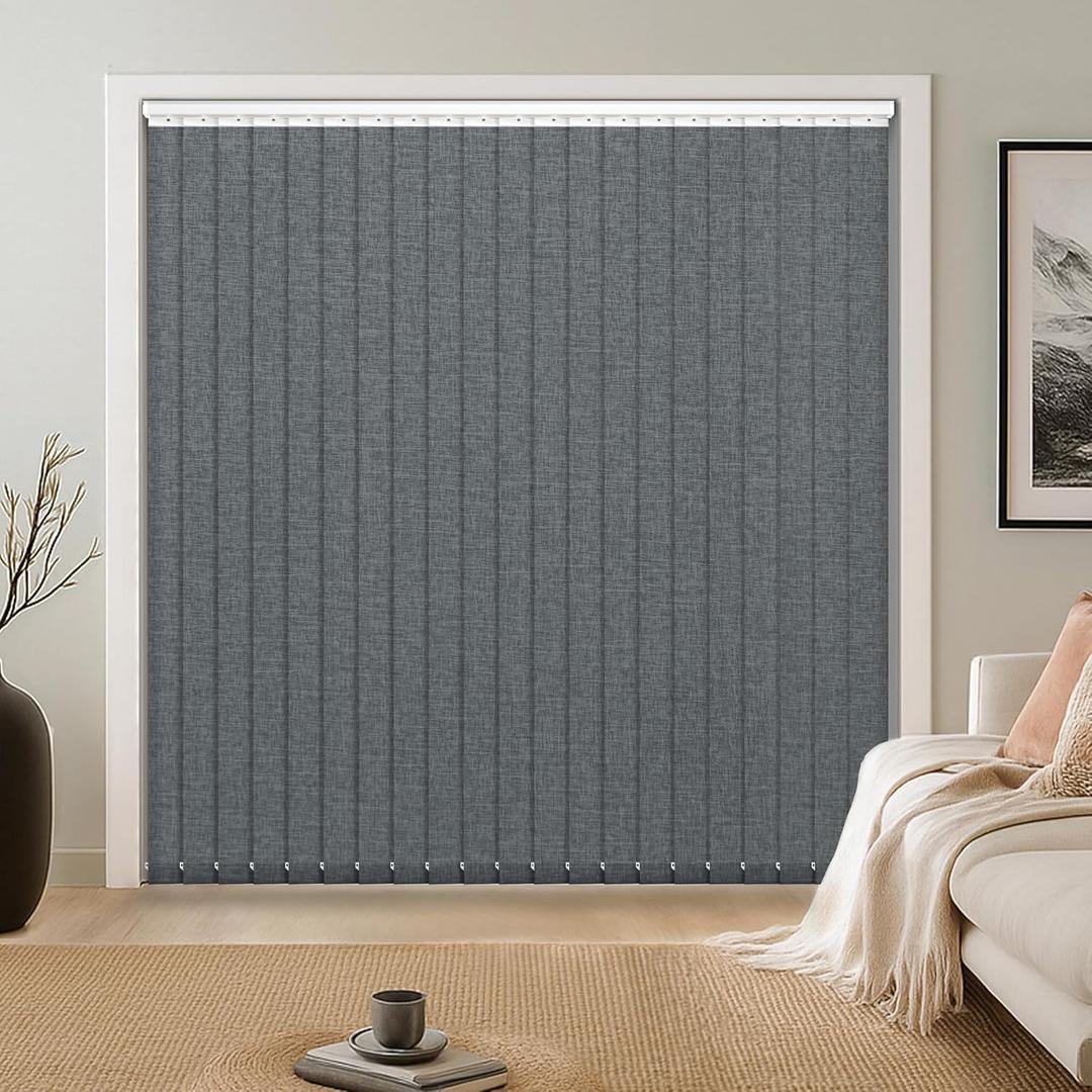 LazBlinds Room Darkening Vertical Blinds Replacement Slats  Polyester Fabric for Sliding Glass Door, Patio & Windows, 82.5"x3.5", 34 Pack, Grey