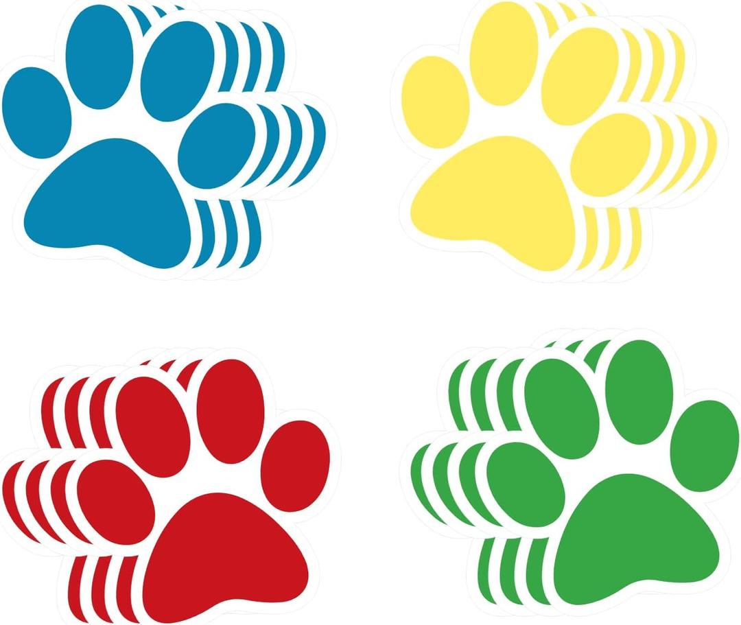 36 Pcs Paw Prints Cutouts, 6 Inch Large Size Dog Paw Print Cut Out Bulletin Board Decorations for Kids Educational School Classroom Home Craft Wall Decor Party Favor Supplies (4 Colors)