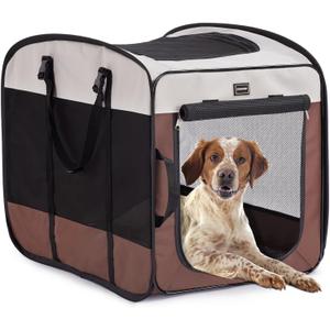 DONORO Dog Kennels and Crates for Medium Dogs, Portable Pop Up Indoor Pet Cage with Sturdy Wire Frame, Collapsible Travel Crate Soft Sided Cat Bag Escape Proof (28 Inch)