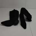 iiimmu Cowgirl Boots Women Knee High Boots Pointed Toe and Block Heel Cowboy Suede and Faux Leather Boots with Embroidered Black 9,5, Black 