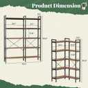 Huuger 5 Tier Bookshelf, L Shaped Corner Bookshelf with 10 Open Shelves, 49.4 Inch Straight Wide Bookcase with Metal Frame and Wooden Board, Adjustable Feet, Rustic Brown