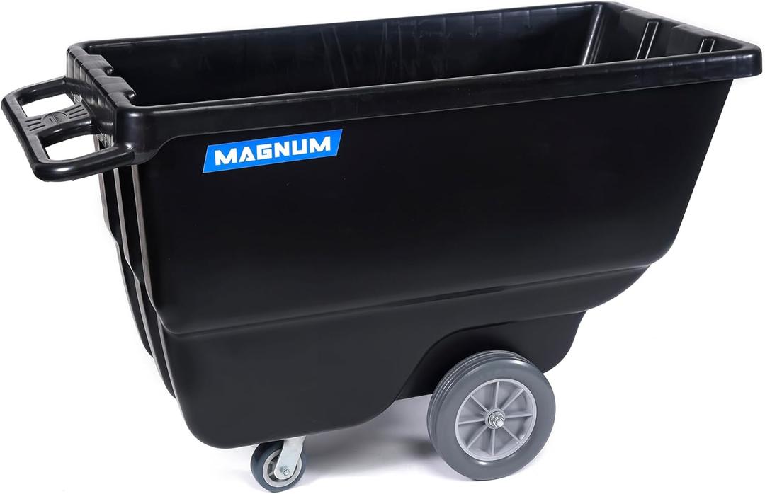 Tilt Truck, 1/2 Cu. Yd. Capacity Dump Cart with Non-Marking 12 Wheels & 5 Casters for Handling, Transporting on Construction Jobsites, 750 lbs, Trash Cart with Wheels DUC12T-NM