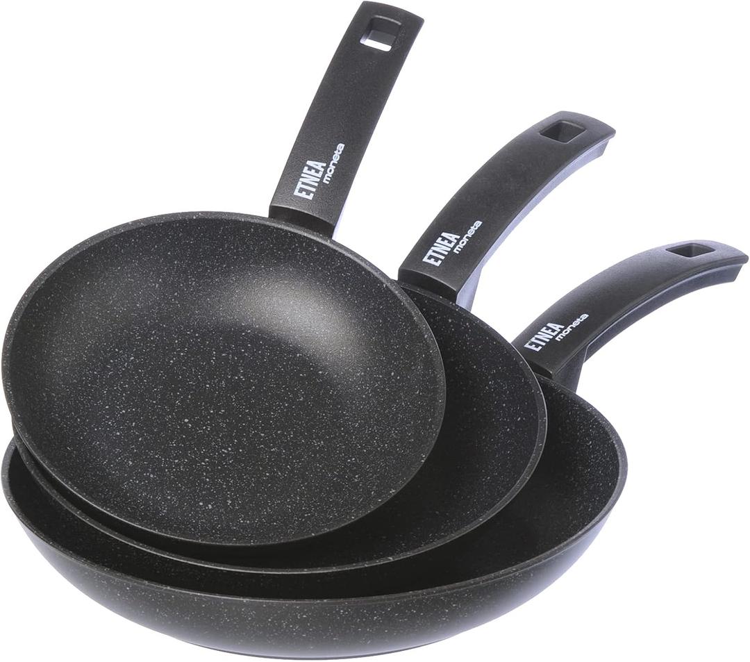 Moneta Set Frying Pans, Aluminum, Black, 20-24-28 cm