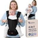 BabbleRoo 6-in-1 Baby Carrier with Hip Seat, Ergonomic Newborn to Toddler Carrier 750 lbs, Front Back Hip Carry, Lumbar Support, Sun Hood, Safety-Certified, Black