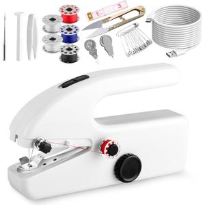 Upgraded Portable Mini Sewing Machine - USB C Cable, Quick Sewing for DIY, Fabrics, Clothes, Home & Travel (2 Power Modes)
