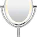 Conair Lighted Makeup Mirror, LED Vanity Mirror, 1X/7X Magnifying Mirror, Double Sided, Corded in Polished Chrome (4.8"L x 8.2"W)