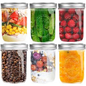 Wide Mouth Mason Jars 16 oz with Lids [6 Pack], Canning Jars with Metal Airtight Lids and Bands, 16 oz Glass Jars for Fermenting, Pickling, Freezing, Preserving, Meal Prep, Jar Dcor
