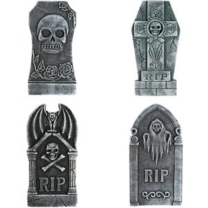 TOYMYTOY Halloween Foam Graveyard Decorations - Outside Tombstones & Yard Signs (4 Pack), RIP Gravestone & Haunted House Decorations