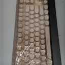 EWEADN V20 Typewriter Keyboard Wireless, 104 Keys Typewriter Style Mechanical with White Backlit, Media Knob, Pink Switch 2.4G/Bluetooth/USB-C Wired Retro Full Size Keyboard for Windows/Mac/PC-Pink