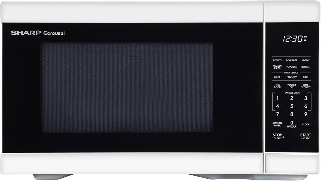 SHARP Countertop Microwave Oven with Removable 12.4" Carousel Turntable, 1000 Watt, 1.1 Cubic Feet, White
