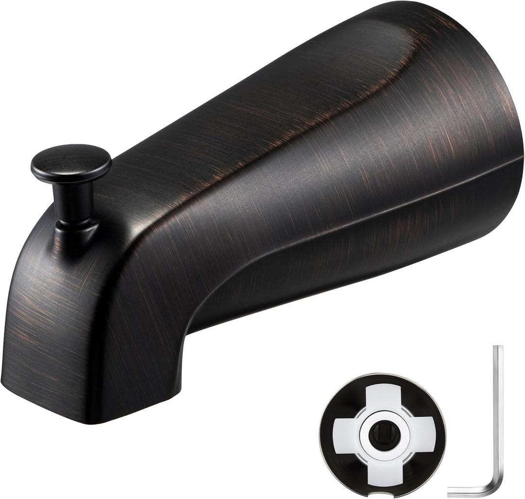 Enhon Slip on Tub Spout with Diverter, Compatible with American Standard 8888026.002 Tub Spout, Bathroom Bathtub Faucet, Fits 1/2 Copper Water Tube(5/8 Dia), 5/32 Hex Wrench(Oil Rubbed Bronze,1)