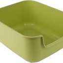 Large Cat Litter Box with High Sides,Cat Boxes for Indoor Cats,Cat Litter Pan for Kitty,Litter Box with Low Entry,Easy to Clean,Anti-Splashing (Green)