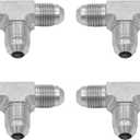 (4-PACK) 2603-06-06-06 Hydraulic Adapter Fitting 3/8" Male JIC 37(9/16"-18UNF) 3/8" Male JIC 37(9/16"-18UNF) 3/8" Male JIC 37(9/16"-18UNF)Tube UnionTee Joiner Elbow/Corner Carbon Steel