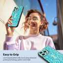 KANGHAR for iPhone 14 Pro Max Case Blue Leopard Print Pattern Cute Cheetah Wristband Stand Phone Cover for Women Girls Men Shockproof Slim Protective Cover for iPhone 14 Pro Max 6.7 Inch