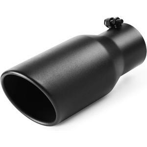 A-KARCK Exhaust Tip 3.5 Inch Inlet, 3.5" Inlet 5" Outlet 12" Long Black Coated Finish Muffler Tip For Truck Tailpipe, Stainless Steel Rolled Edge
