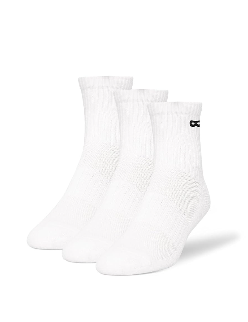 Men's Cushion Ankle Socks, White,6 Pairs