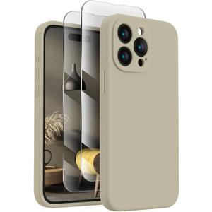 FireNova Designed for iPhone 15 Pro Max Case, Silicone Upgraded [Camera Protection] Phone Case, Soft Anti-Scratch Microfiber Lining Inside, 6.7 inch, Khaki