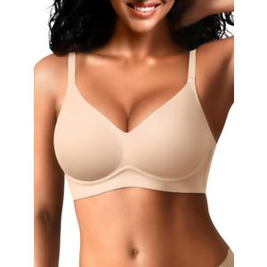 Seamless Wireless Jelly Bras for Women - Lightly Padded Bra with Support, No Underwire Comfortable T-Shirt Bralette, size XL