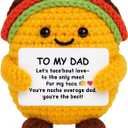 2 x JoycuFF Dad Birthday Gift from Daughter Son Wife Handmade Crochet Mini Taco Birthday Gifts for Dad Funny Gift Emotional Inspirational Taco Support Decor