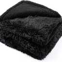 Fluffy Long Faux Fur Throw Blankets for Couch Black Calming Pet Blanket for Small Dogs Puppy Warm Sofa Bed Winter Covers(Black,XS-28x20in)