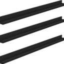 HOOBRO Floating Shelves, Wall Shelf Set of 3, 47.2 Inches Hanging Shelf with Raised Edge and Invisible Brackets, for Bathroom, Bedroom, Kitchen, Office, Living Room Decor, Black BK92BJ01