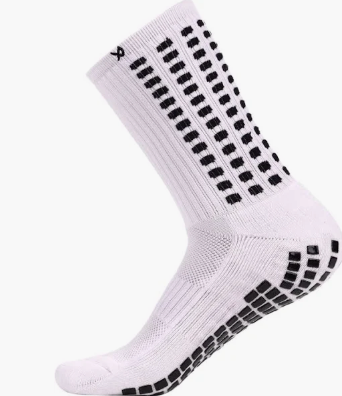 LUX Anti Slip Soccer Knee Socks,Non Slip Football/Basketball/Hockey Sports Grip Socks White