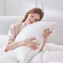 Globon Luxury Feather Down Pillow Standard Queen Size for Sleeping, Hotel Collection Fluffy Pillow, Medium Gusseted Bed Pillows, 18"X26", Pack of 1