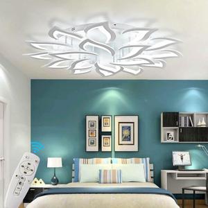 Panghuhu88 Modern Ceiling Lamp,Dimmable Led Ceiling Lights Metal Acrylic Lighting Fixtures with Romote Control for Bedrooms, Living Rooms, Kitchen Rooms (18 Head) (White)