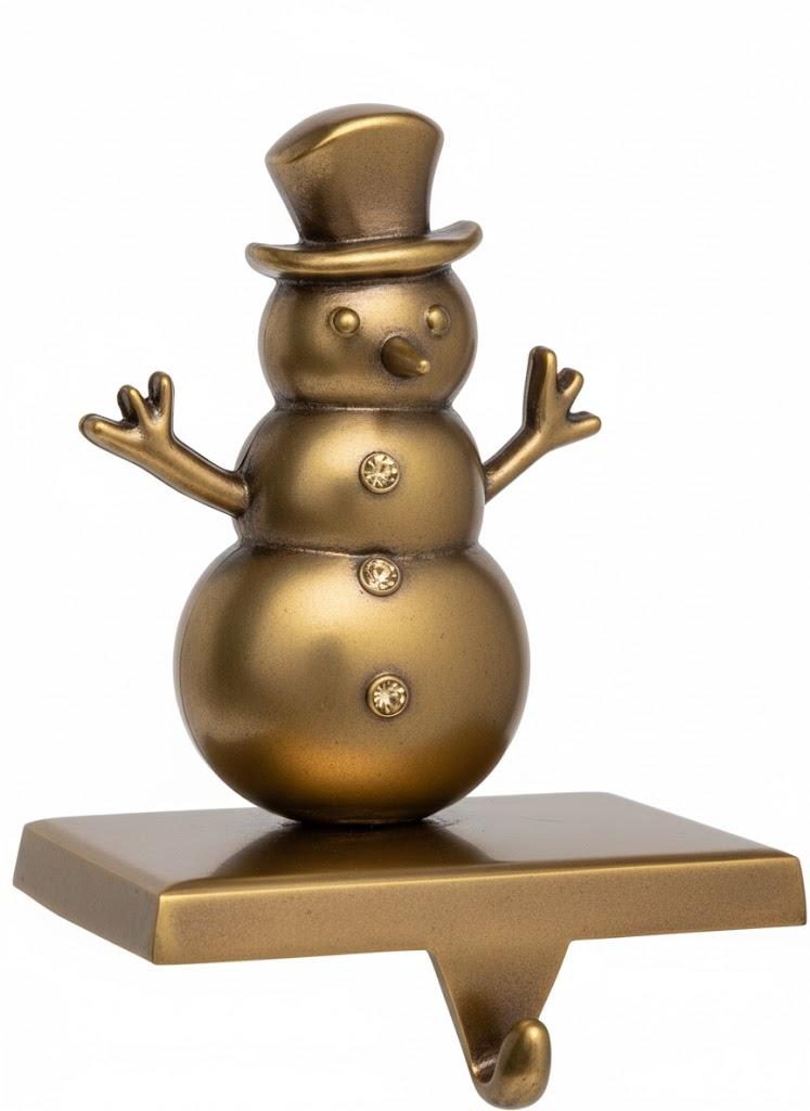 Vintage Brass Style Snowman Mantle Decoration, Home Decor Christmas Decor 6" tall