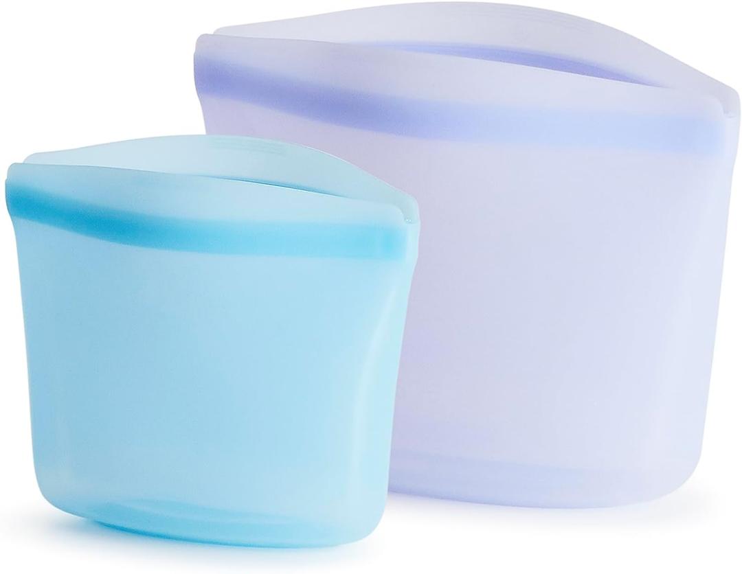 Stasher Premium Silicone Reusable Food Storage Bags, 2-Pack, Multi, Multi-Use Food Storage Bags, Lunch Bag, Travel Containers, BPA Free, Leak-free, Dishwasher-Safe, Eco-friendly (Blue + Lavender)